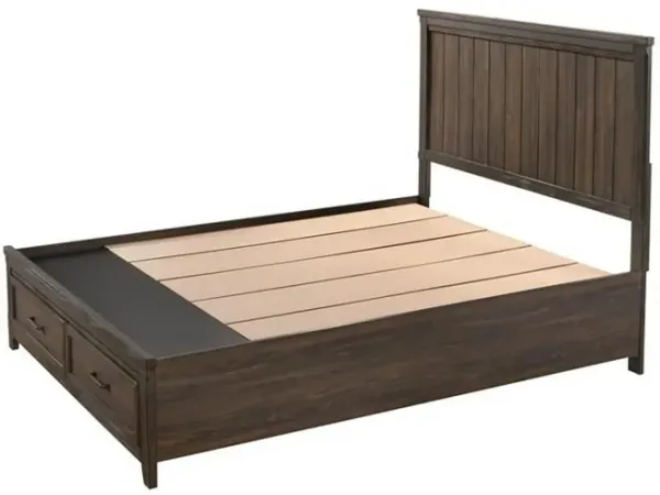 Benjara Sea Queen Size Bed, Rustic Modern Design, Panel Headboard, Brown Wood