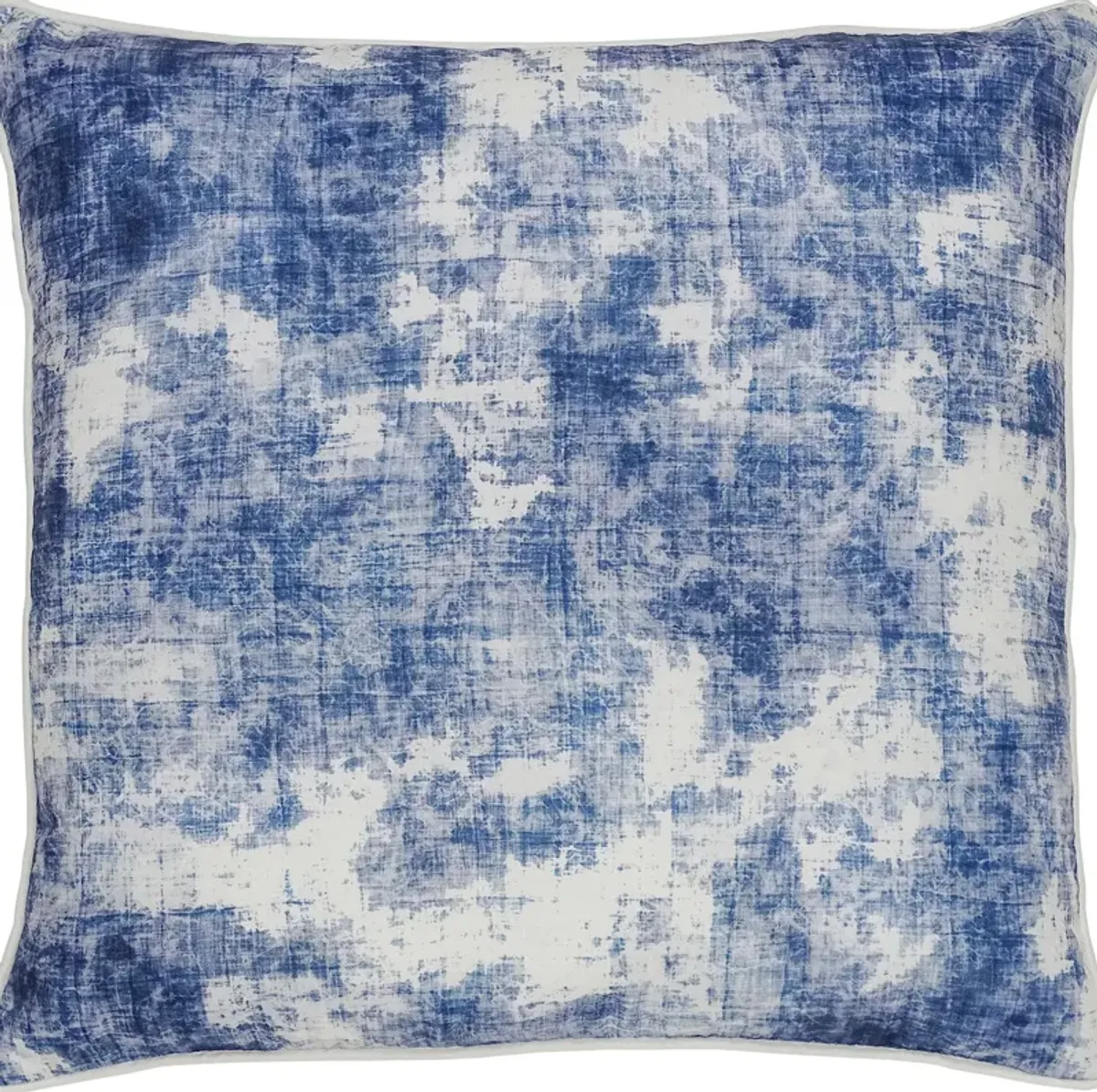 22" Denim Blue and White Classic Square Outdoor Patio Throw Pillow