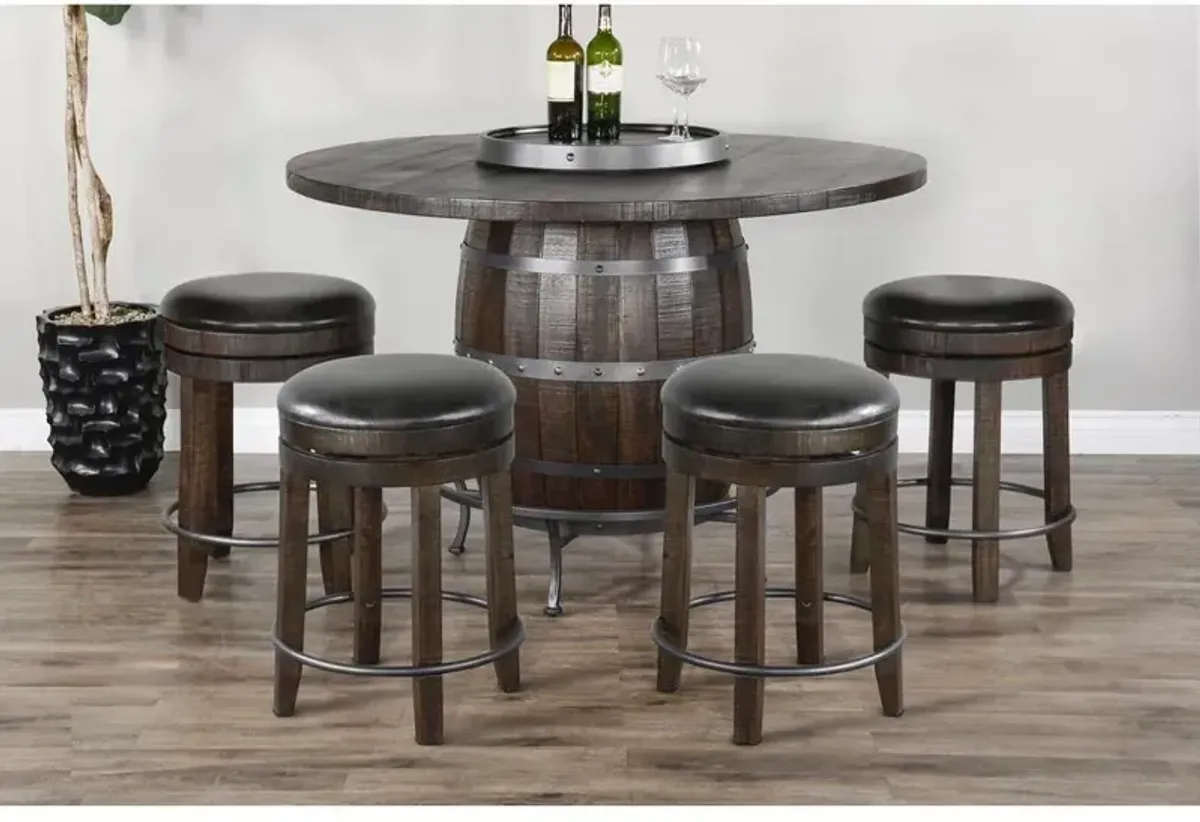 Sunny Designs Round Pub Table with Wine Barrel Base