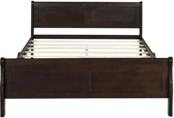Full Size Wood Platform Bed with Headboard and Wooden Slat Support