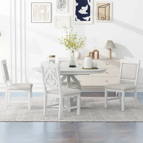 Streamdale Retro 5-Piece Dining Set with Extendable Table