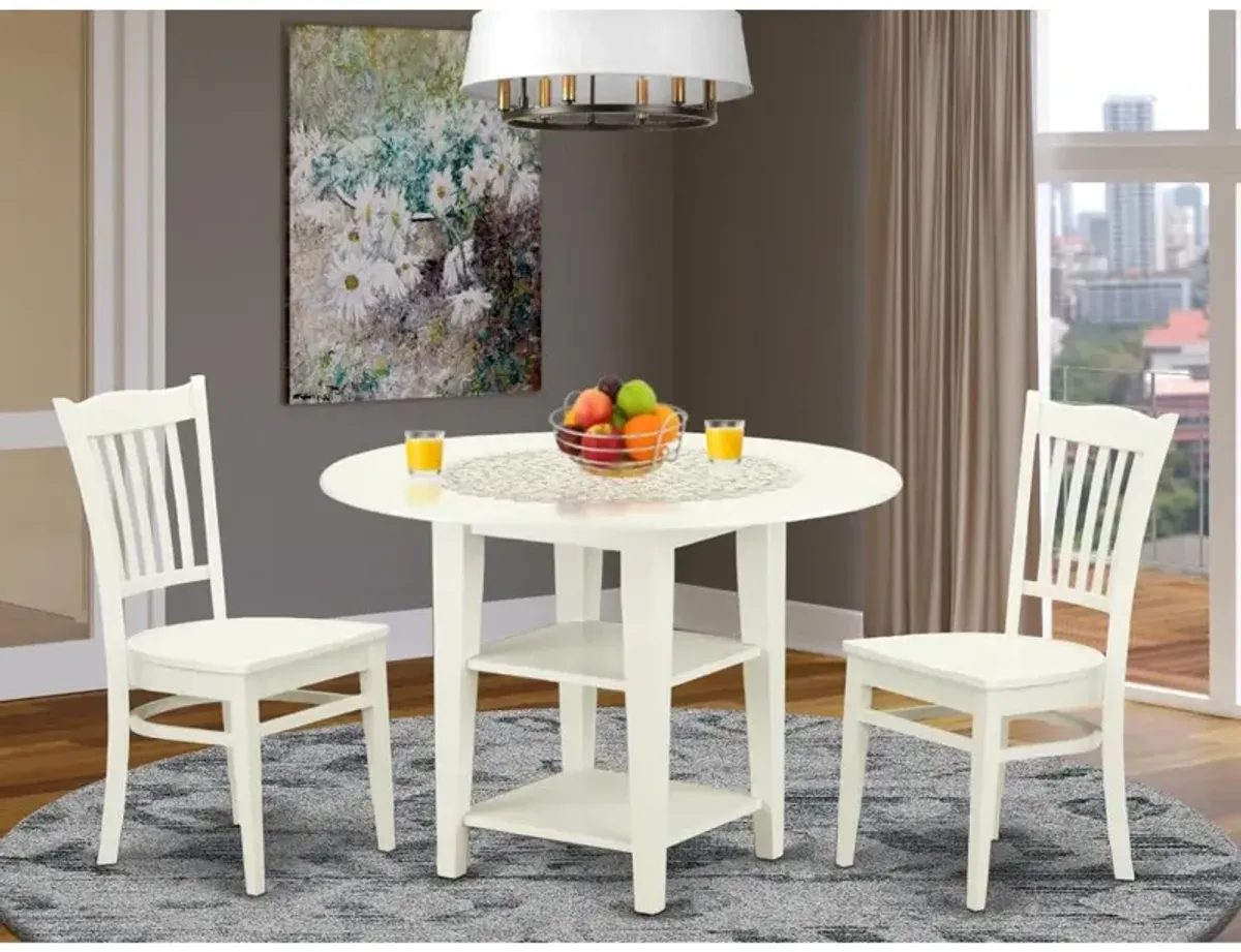 East West Furniture Dining Room Set Linen White, SUGR3-LWH-W