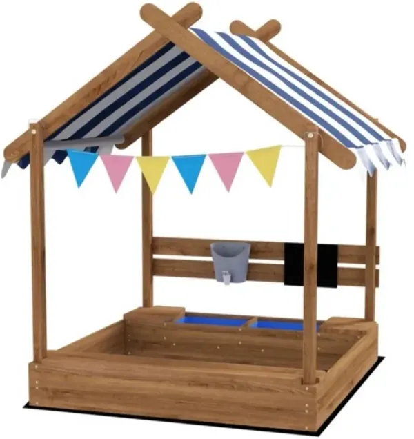 Sandbox for 3-7 Year Old Kids Outdoor Sand Play Pit with Cover & Seats