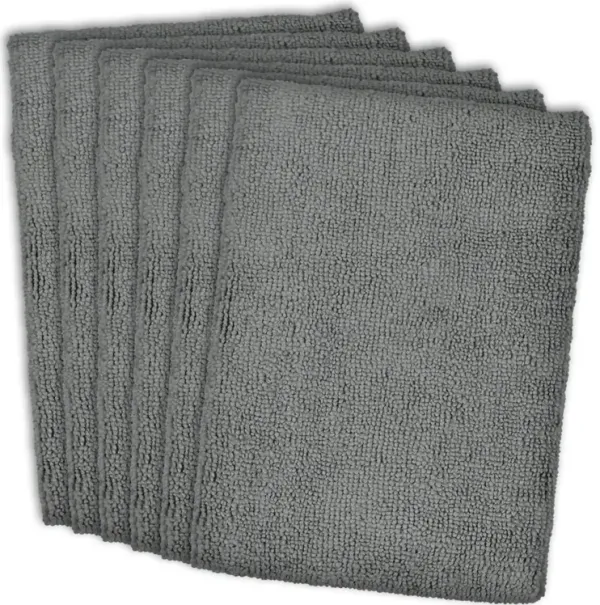 Set of 6 Solid Gray Popcorn Microfiber Rectangular Dish Towels 23.75" x 15.75"