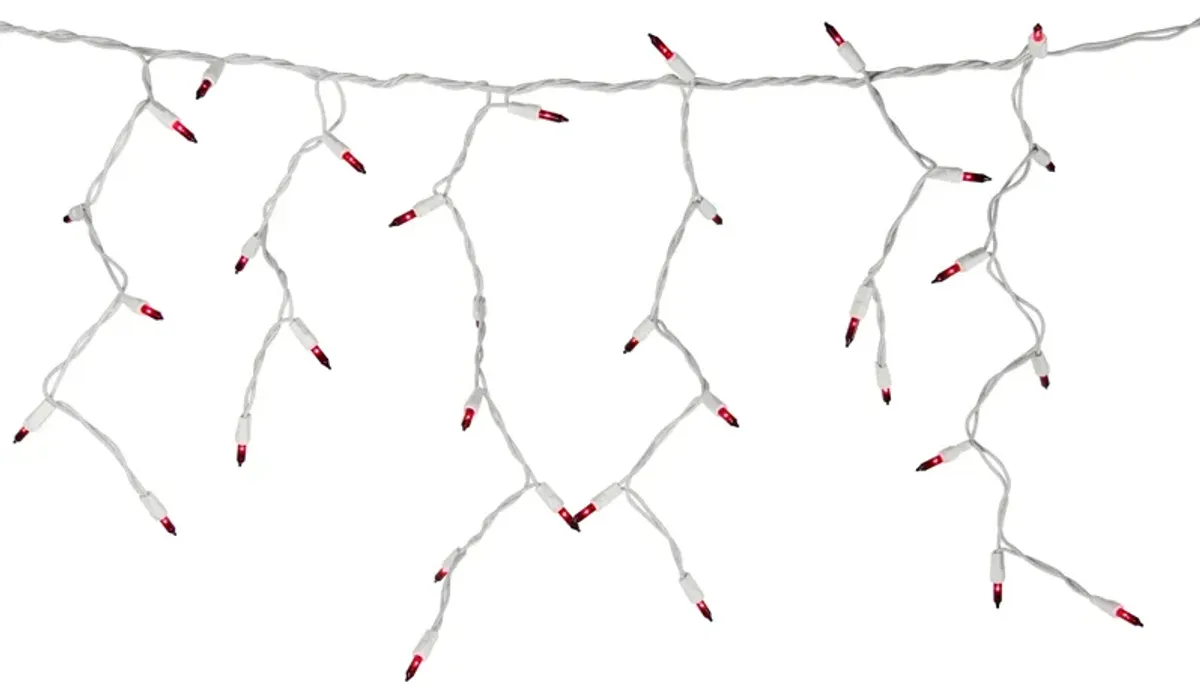 100 Count Red Mini Icicle Christmas Lights - 3.5 ft White Wire