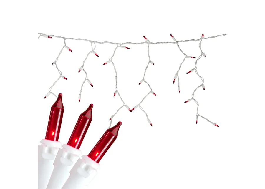 100 Count Red Mini Icicle Christmas Lights - 3.5 ft White Wire