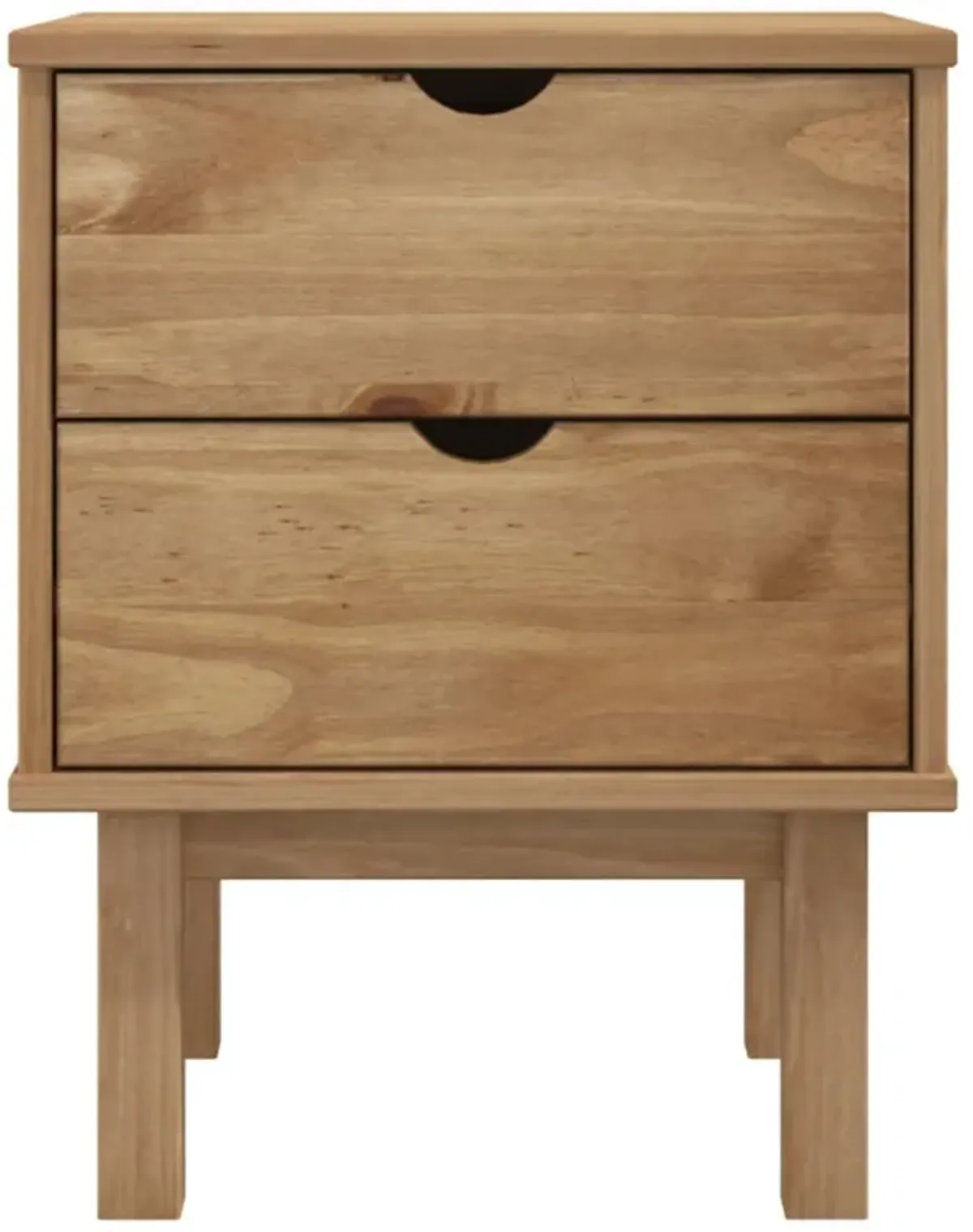 vidaXL Bedside Cabinet OTTA in Brown, Solid Pine Wood, 18.1"x15.6"x22.4", 2 Drawers, Versatile and Reliable, Easy Assembly, Spacious Top for Decor Display