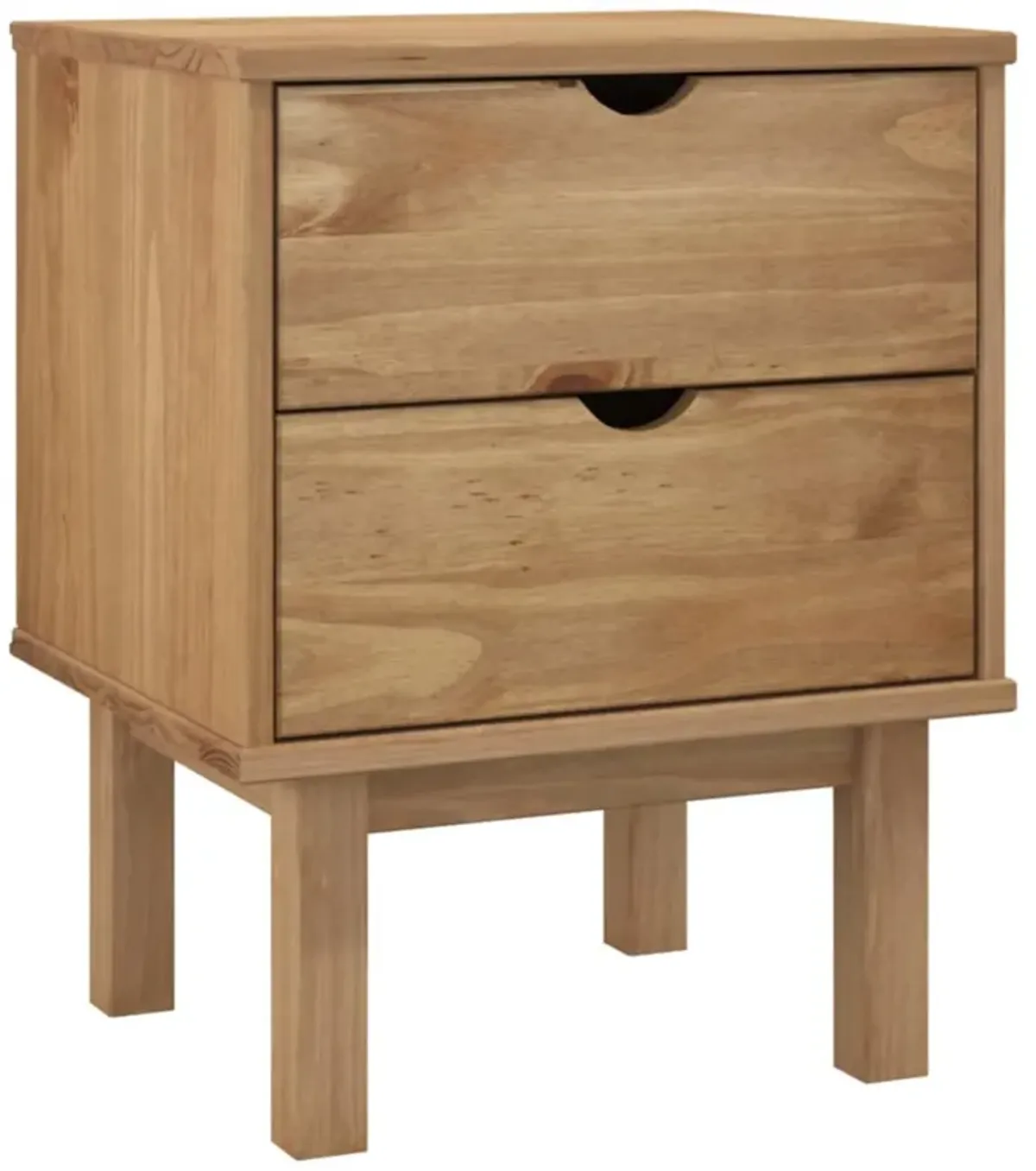 vidaXL Bedside Cabinet OTTA in Brown, Solid Pine Wood, 18.1"x15.6"x22.4", 2 Drawers, Versatile and Reliable, Easy Assembly, Spacious Top for Decor Display