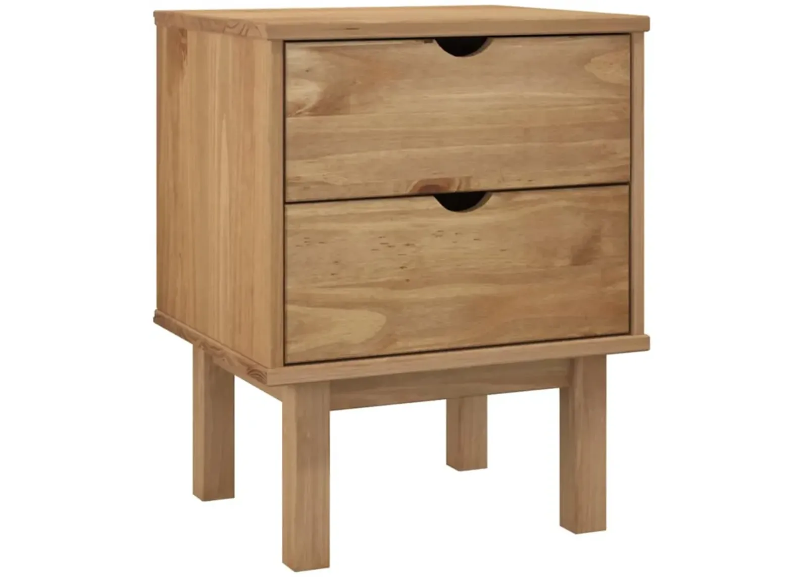 vidaXL Bedside Cabinet OTTA in Brown, Solid Pine Wood, 18.1"x15.6"x22.4", 2 Drawers, Versatile and Reliable, Easy Assembly, Spacious Top for Decor Display