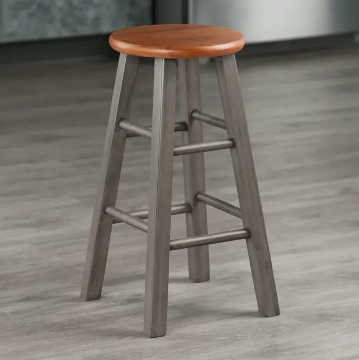 Winsome Ivy Counter Stool 24", Rustic Teak / Gray Finish