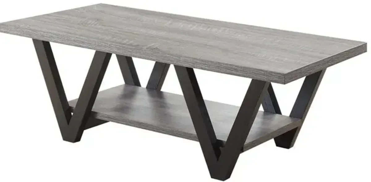 Stevens V-shaped Coffee Table Black and Antique Grey