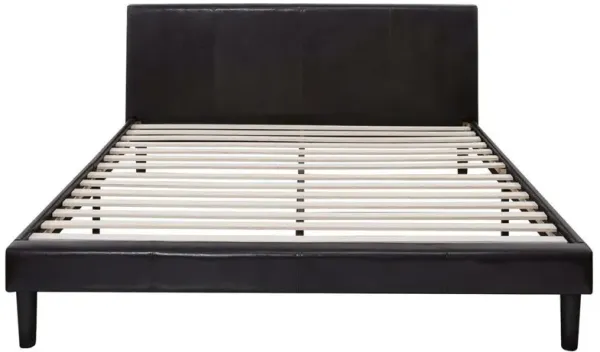 Modern Platform Bed with Faux Leather Headboard for Stylish Bedroom Furniture