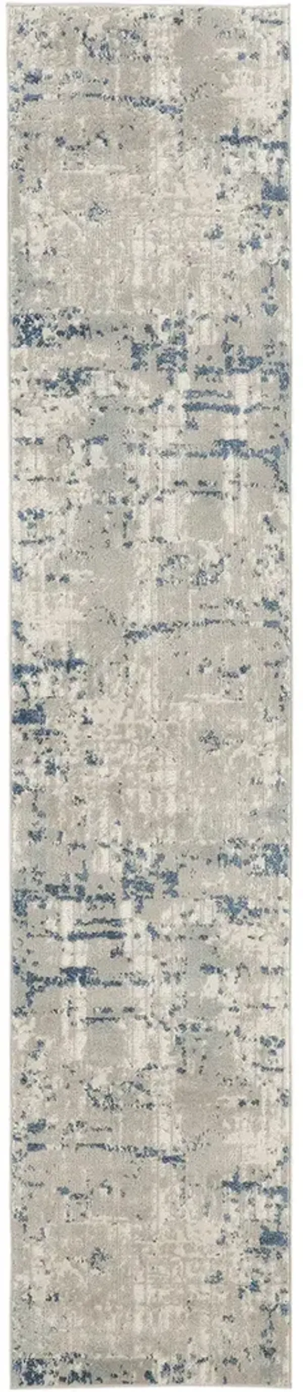 Quarry QUA01 Ivory/Gray/Blue 2'2" x 10' Rug