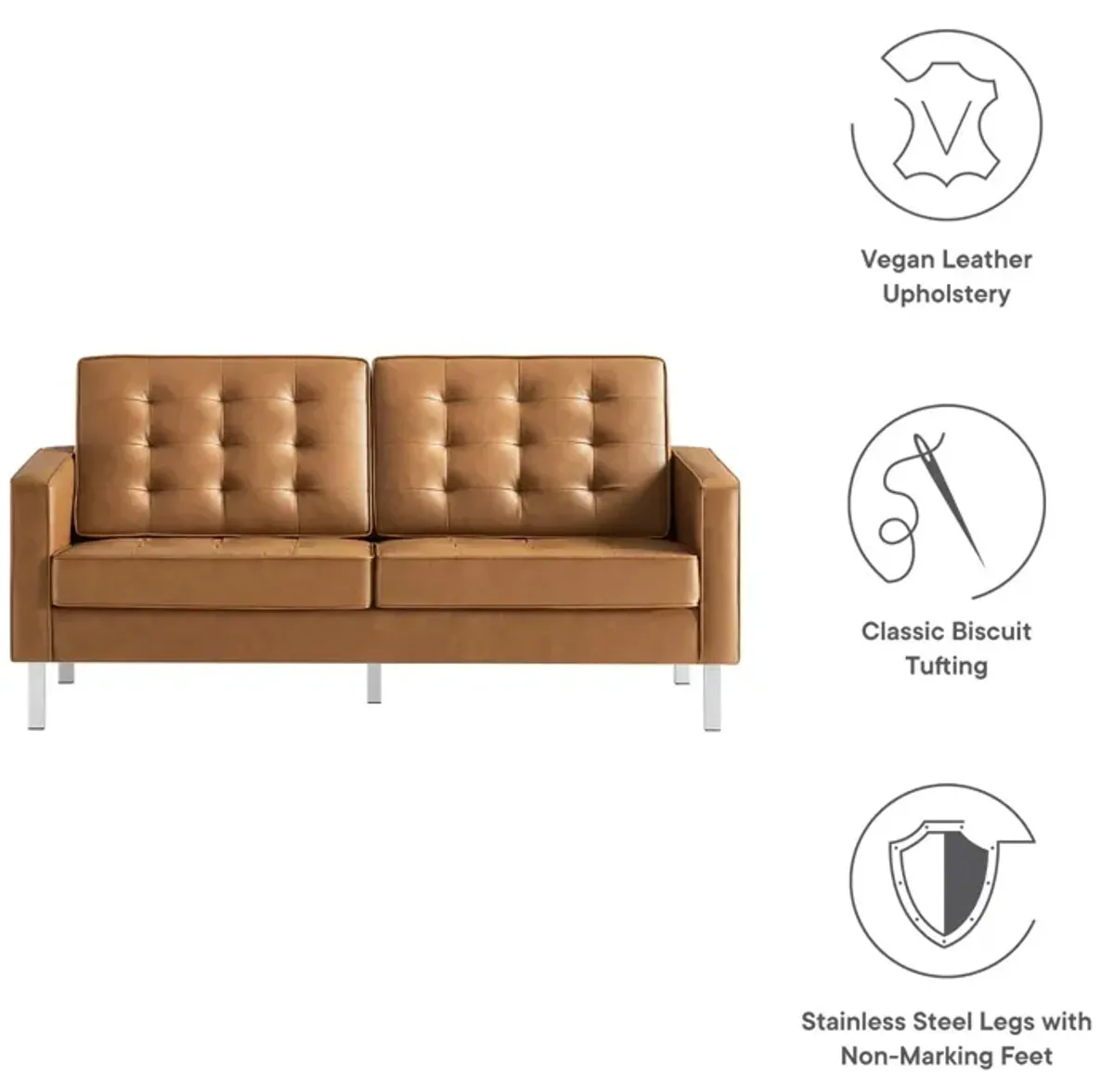 Loft Tufted Vegan Leather Loveseat