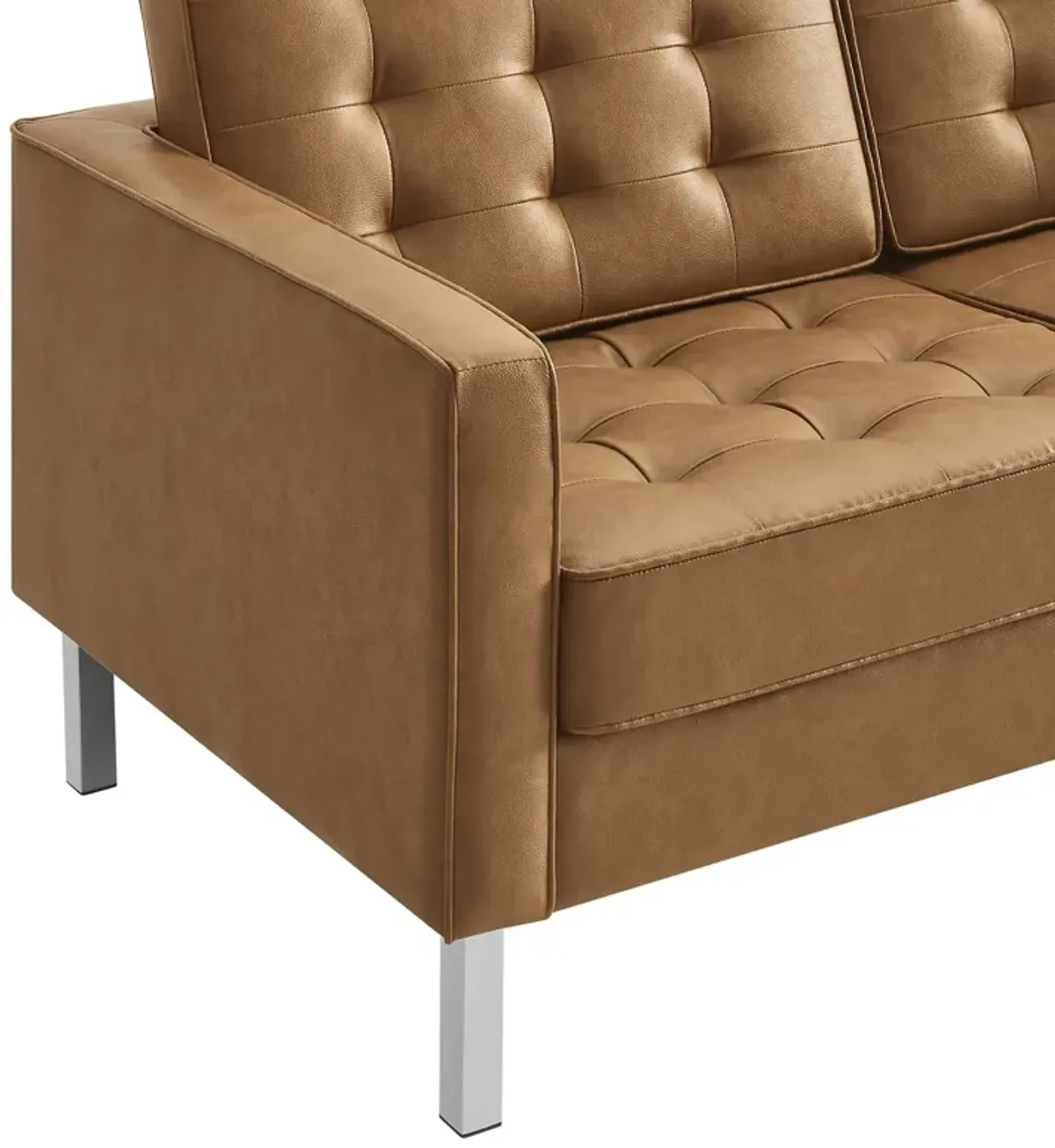 Loft Tufted Vegan Leather Loveseat