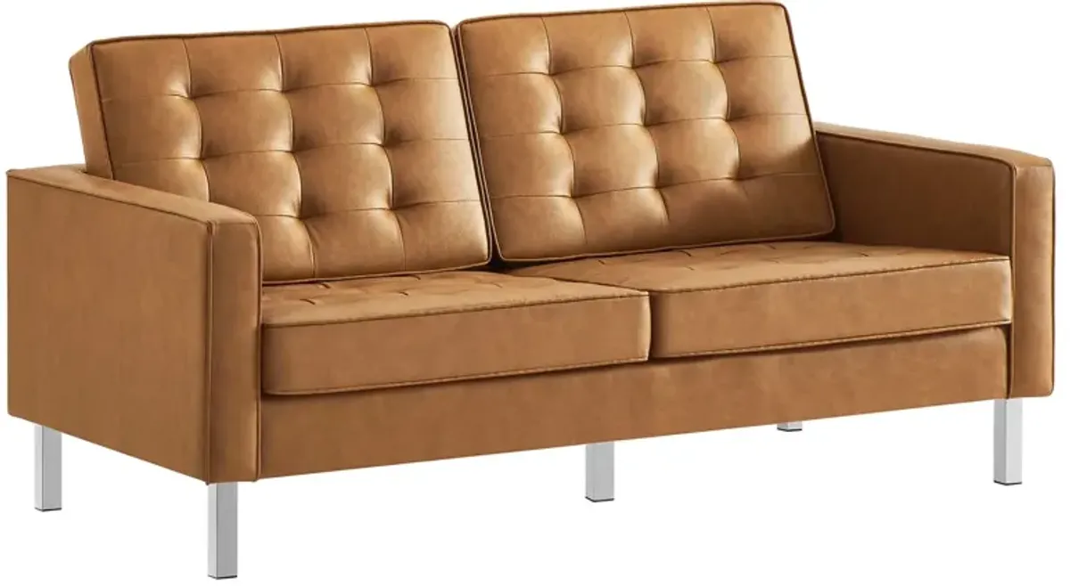 Loft Tufted Vegan Leather Loveseat