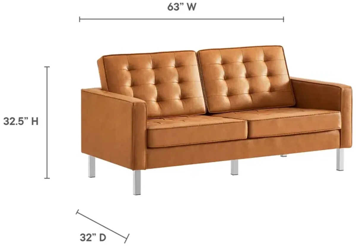 Loft Tufted Vegan Leather Loveseat