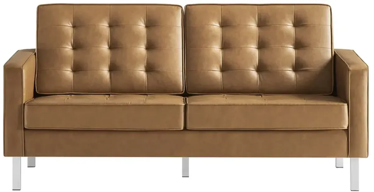 Loft Tufted Vegan Leather Loveseat