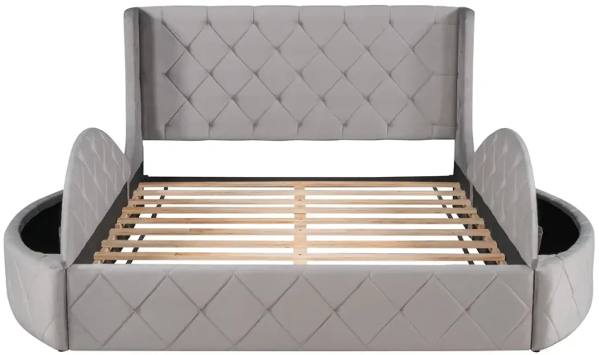Merax Velvet Upholstered Platform Bed With Storage Mathis Home ...