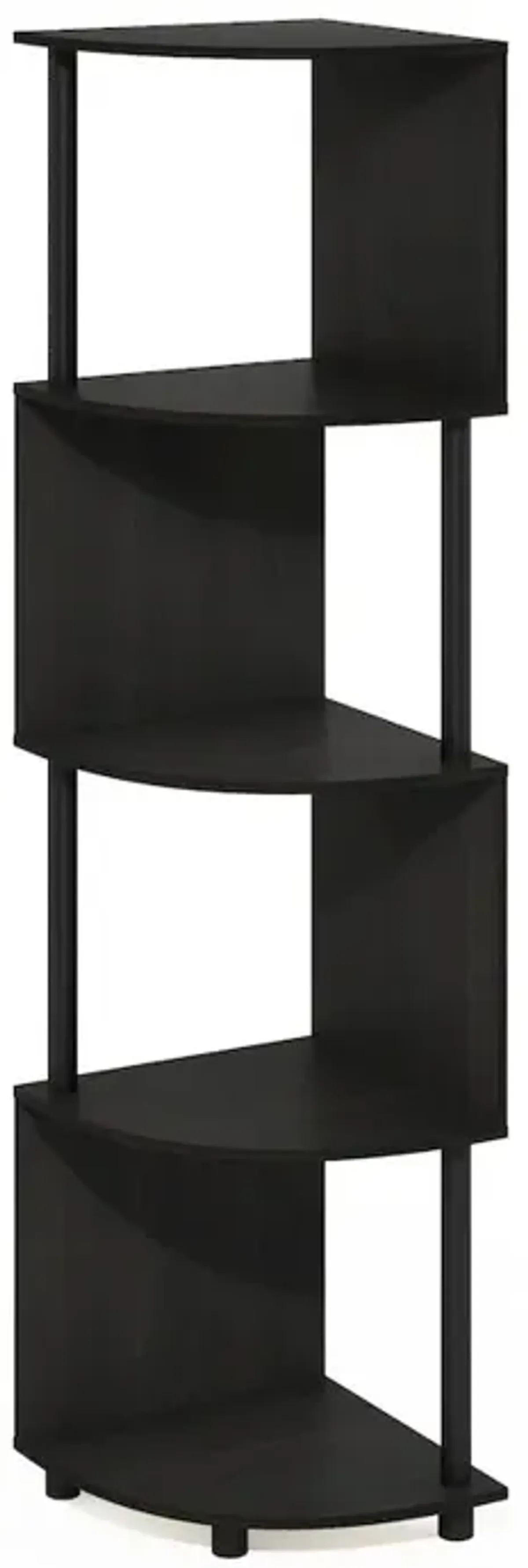Econ 4-Tier Zigzag Corner Shelf Bookcase, Bookshelf, Espresso/Black