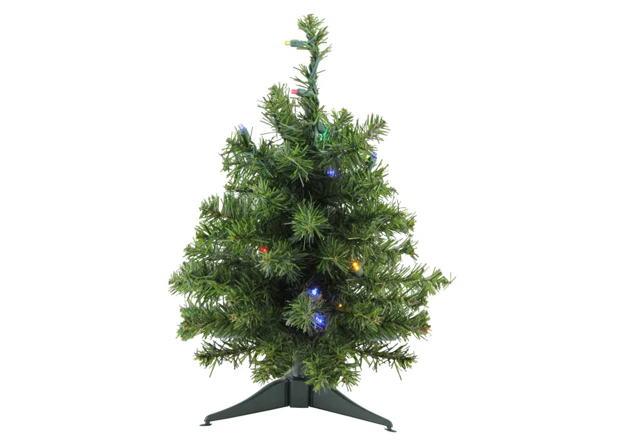 18" Pre-Lit Canadian Pine Artificial Christmas Tree - Multicolor Lights