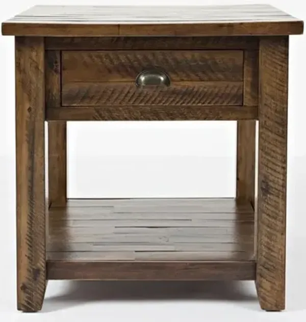 Jofran Rustic Farmhouse Distressed Acacia End Table