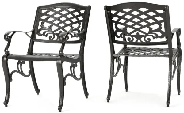 Streamdale Elegant Dining Chairs with Aluminum and Floral Accents