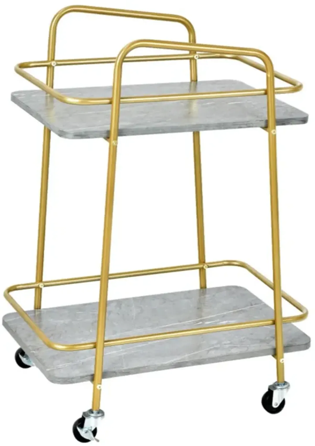 Hivvago 2-tier Kitchen Rolling Cart with Steel Frame and Lockable Casters-Gray