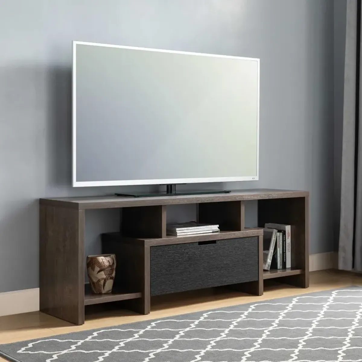 TV Stand Walnut Oak Black