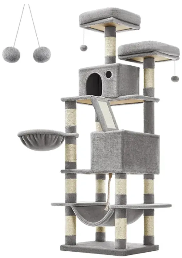 Durable Cat Tree with Multiple Levels and Scratching Posts