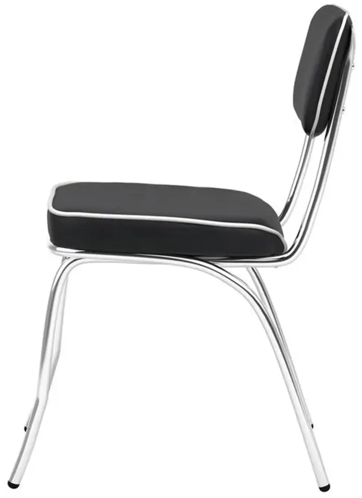 Retro Open Back Side Chairs Black and Chrome (Set of 2)