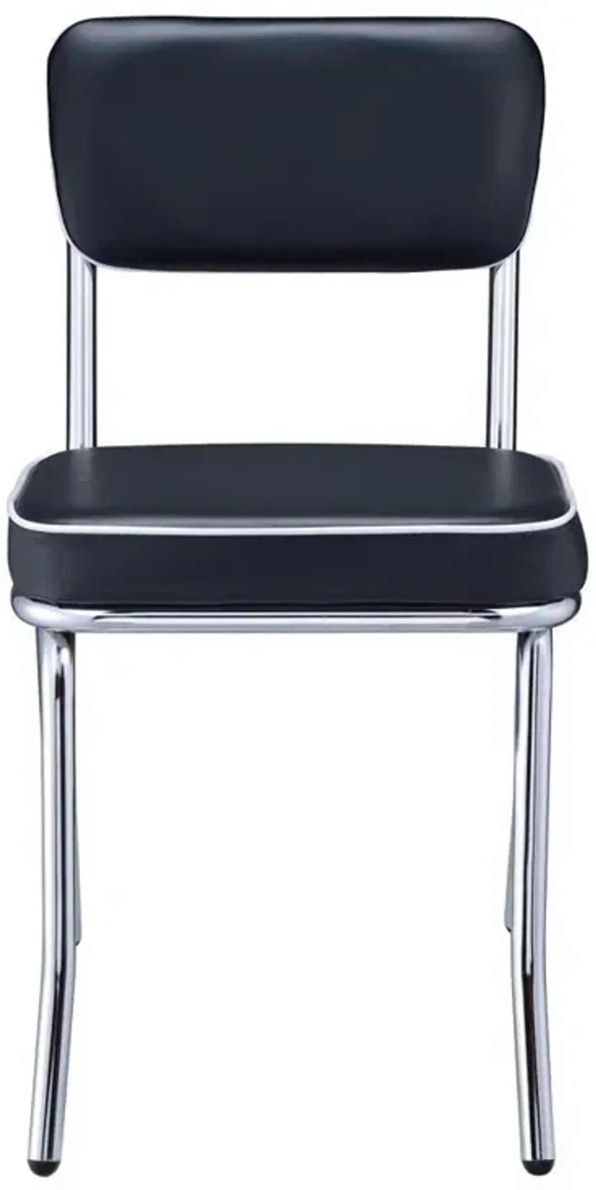 Retro Open Back Side Chairs Black and Chrome (Set of 2)