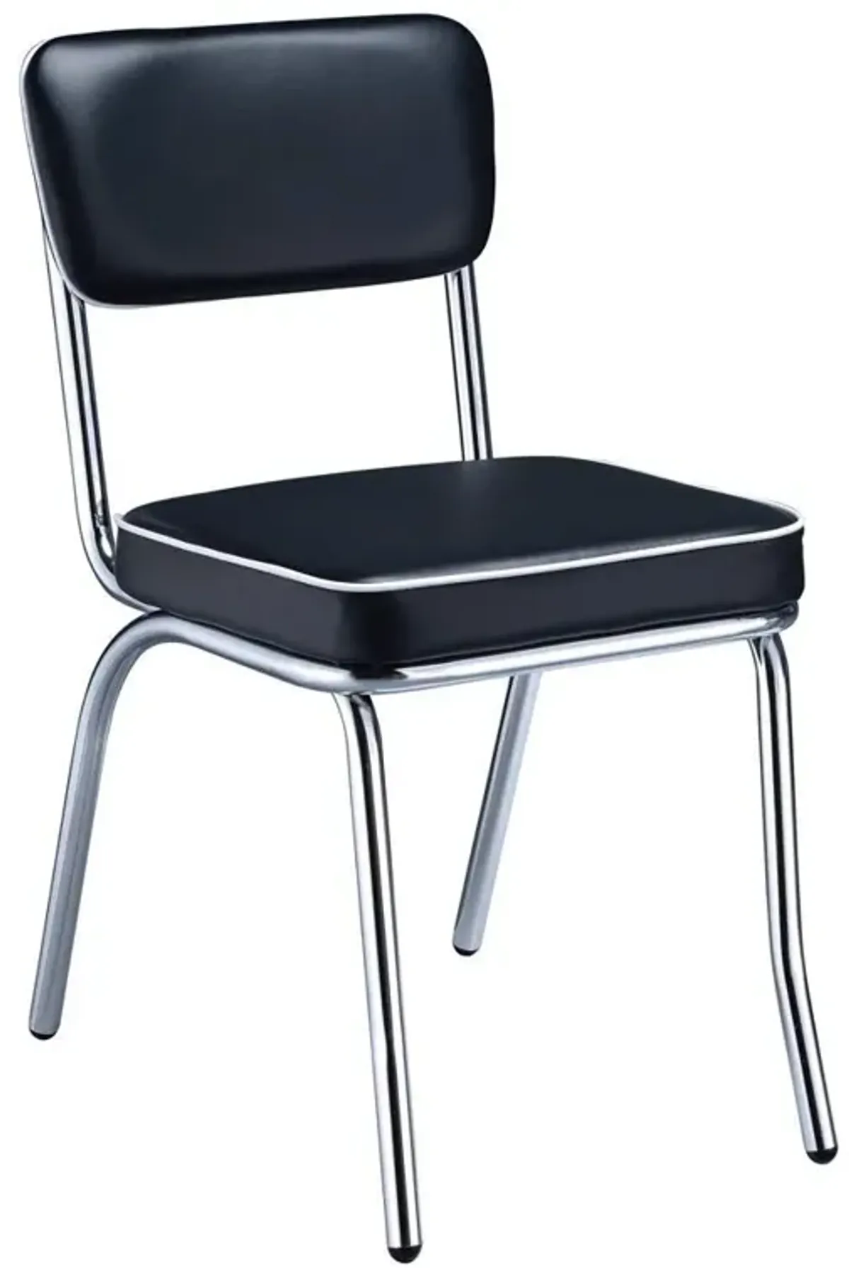 Retro Open Back Side Chairs Black and Chrome (Set of 2)