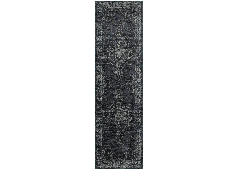 Andorra 2'6" x 12' Blue Rug