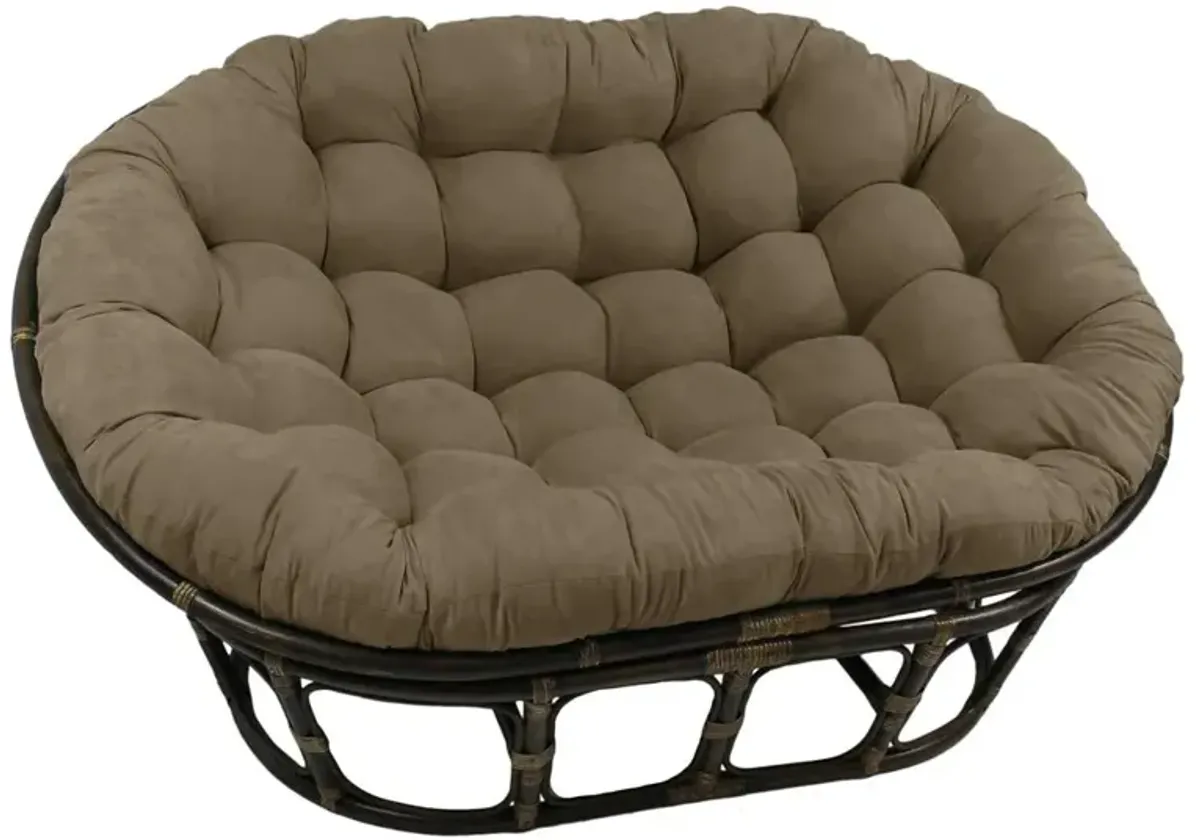 Rattan Double Papasan Chair with Microsuede Cushion