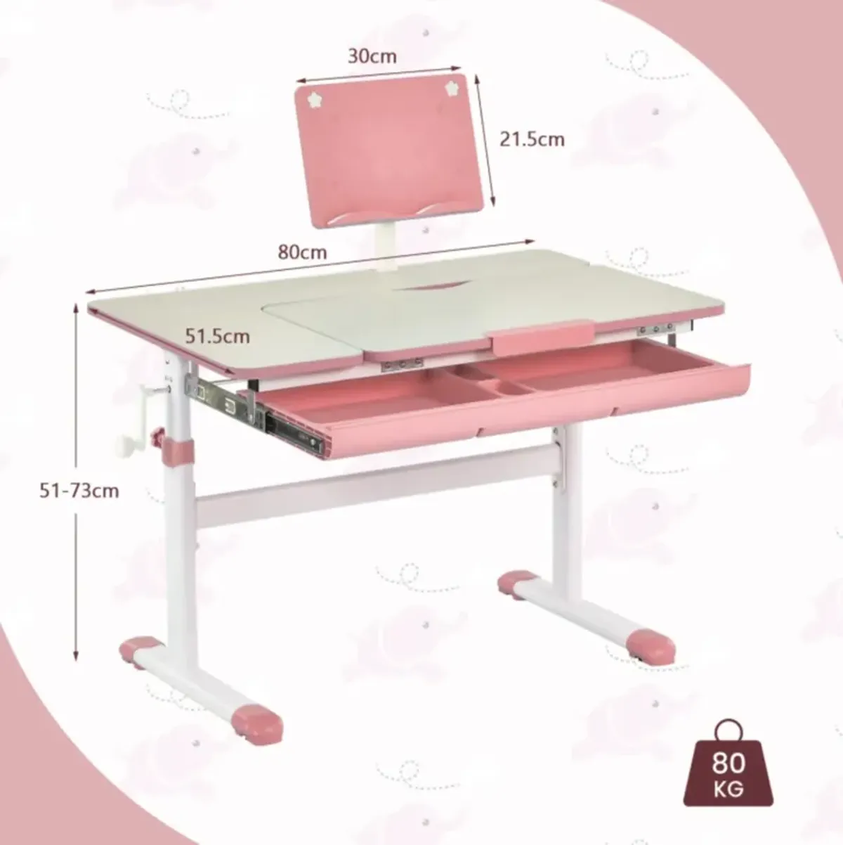 Hivvago Height-Adjustable Kids Desk with Tilt Desktop and Book Stand