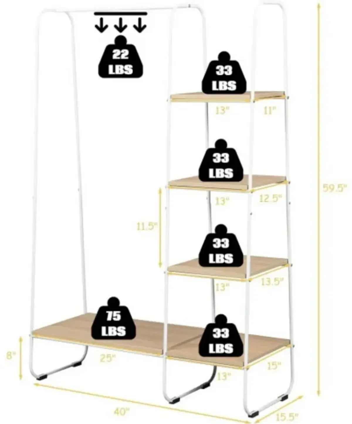 Clothes Rack Free Standing Storage Tower with Hanging Bar