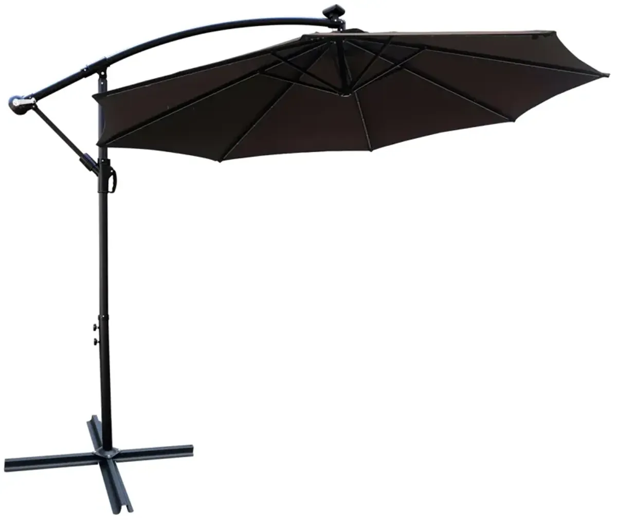 10 FT Outdoor Patio Umbrella Solar Powered LED Lighted Sun Shade Market Waterproof 8 Ribs