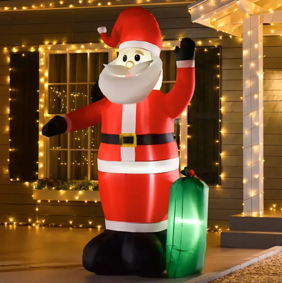 8' Christmas Inflatable Santa Claus w/Gift Bag, Yard Outdoor Holiday Decoration