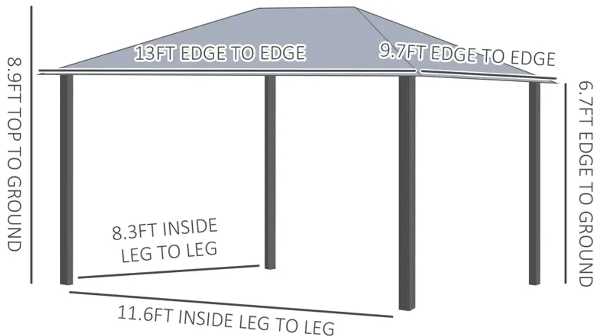 Light Grey Event Shelter: 13'x10' Gazebo with Steel Frame and Curtains