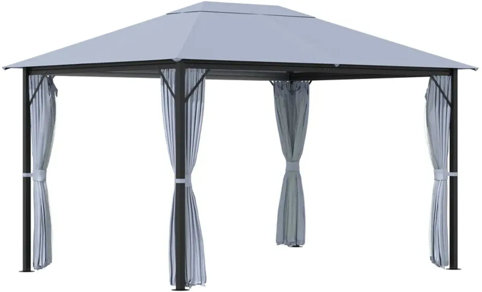 Light Grey Event Shelter: 13'x10' Gazebo with Steel Frame and Curtains