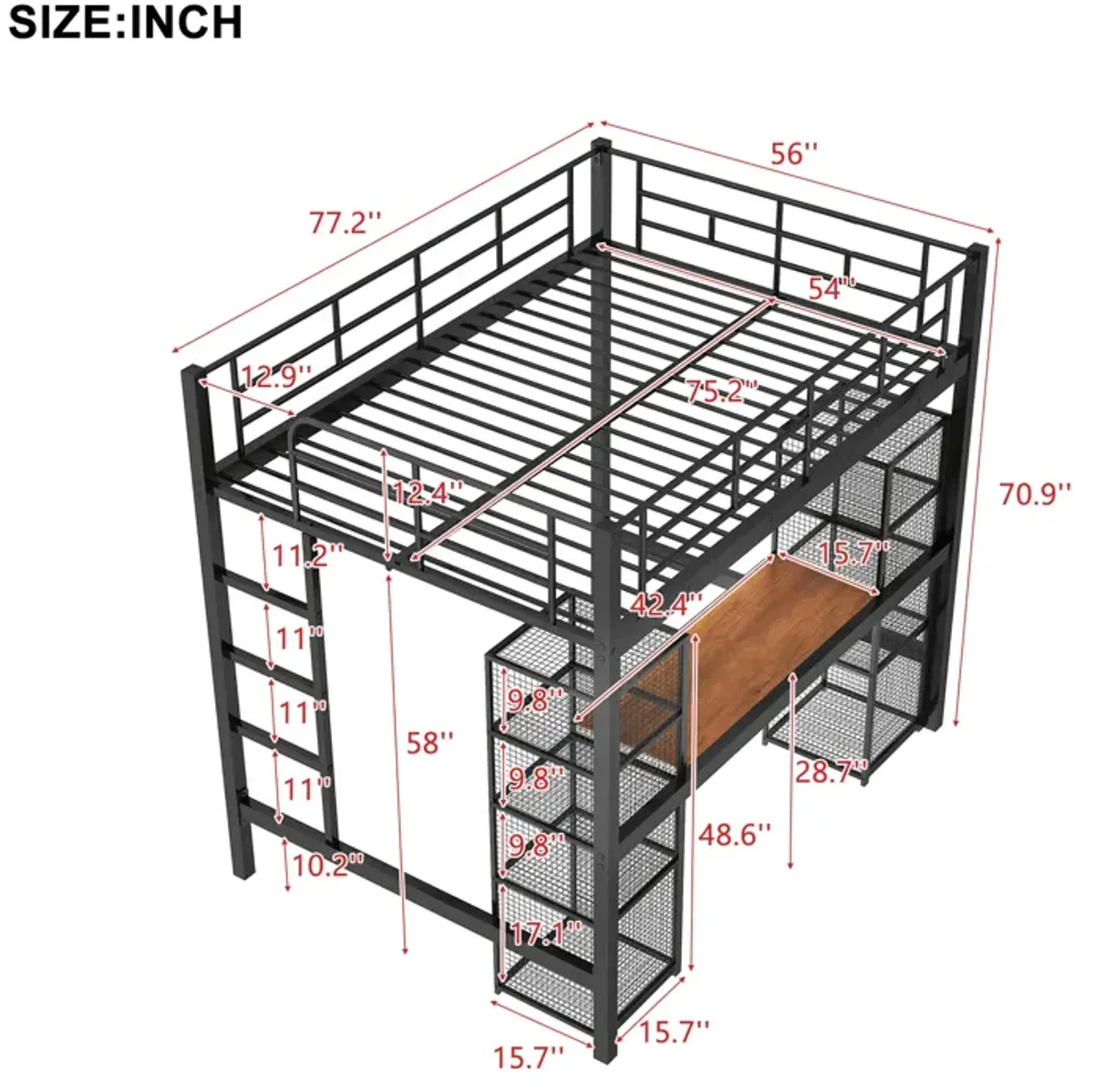 Merax Metal Loft Bed with Desk