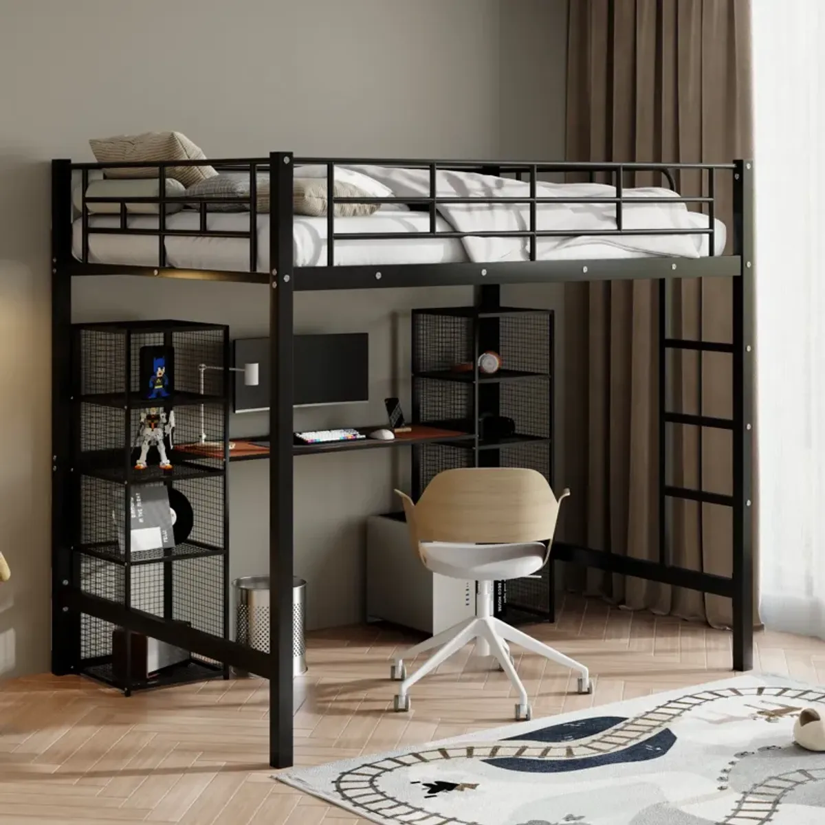 Merax Metal Loft Bed with Desk