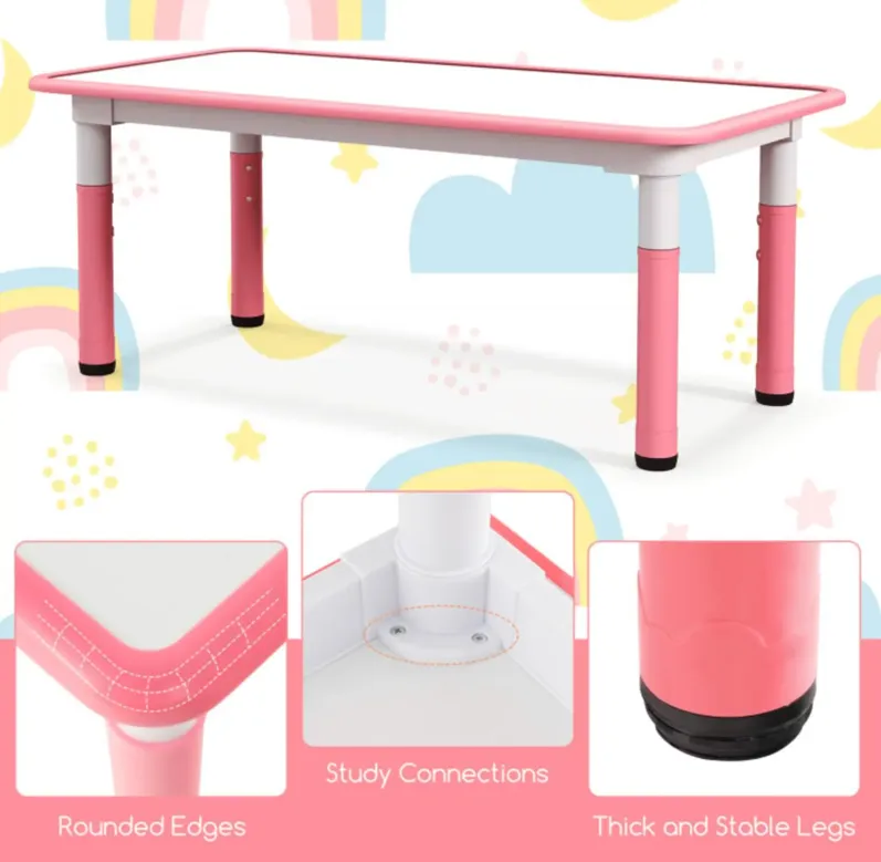 Hivvago Kids Table and Chairs Set for 4 with Graffiti Desktop