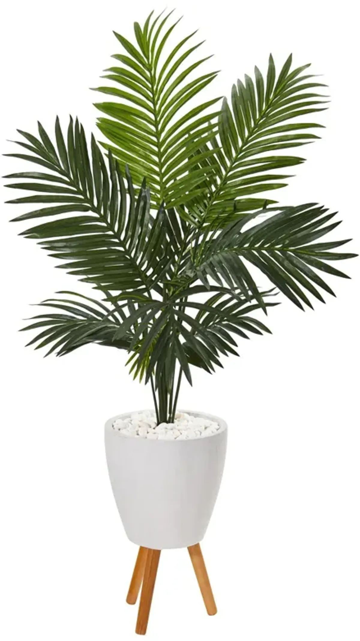 Nearly Natural 61-in Paradise Palm Tree in White Planter with Stand