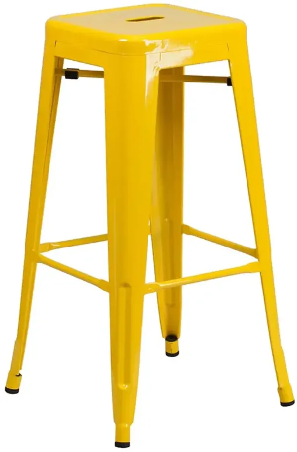 Flash Furniture Commercial Grade 30" High Backless Yellow Metal Indoor-Outdoor Barstool with Square Seat
