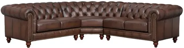 Alton Bay Top Grain Leather Symmetrical Chesterfield Sectional