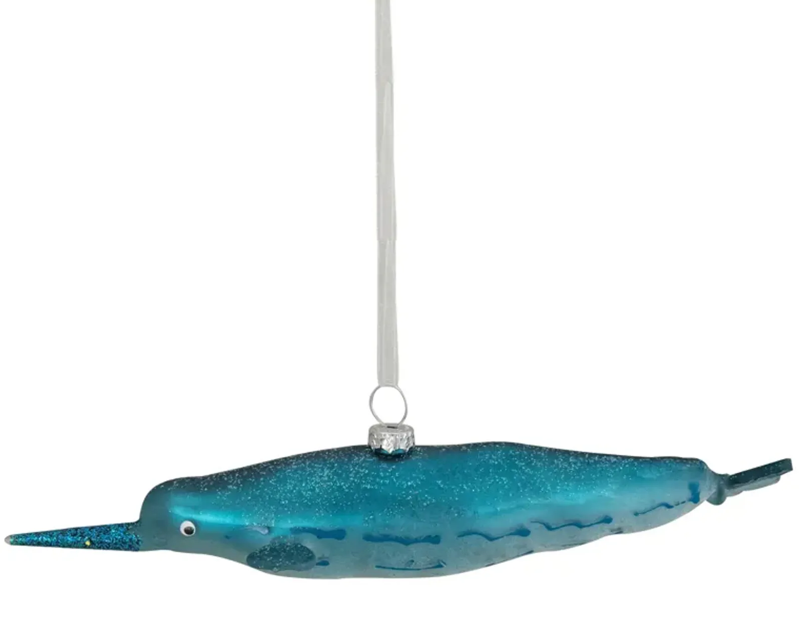 7.5" Blue Glass Pipefish Christmas Ornament