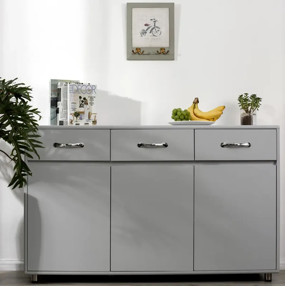 Wood 52.56 in. Sideboard with 3 Drawers and 3 Doors