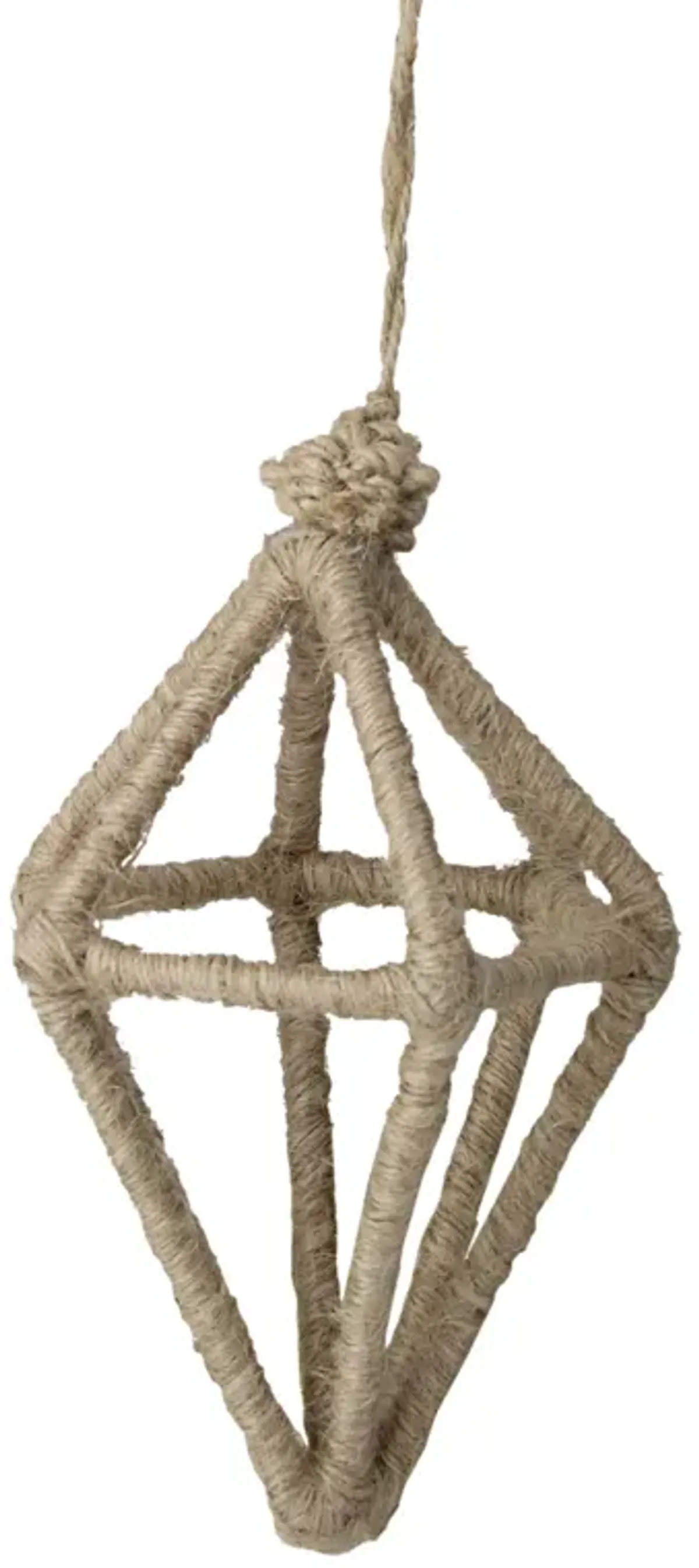 6" Beige Jute Wrapped Open Kismet Christmas Ornament